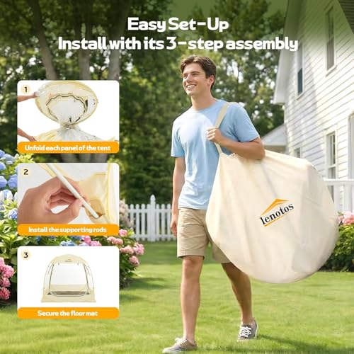 Lenotos Pop Up Sports Tent, Instant Clear Bubble Tent, with Removable Top Cover, Outdoor All Weather Shelter, for Watching Sports, Cheering, Fishing and Camping (50" L x 50" W x 62" H) - image 6
