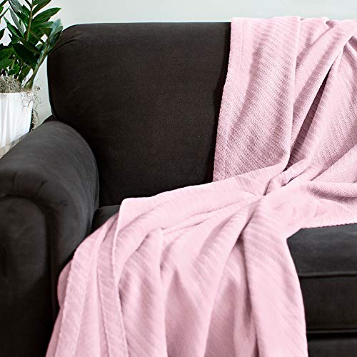 image for COTTON CRAFT Soft Cotton Thermal Blanket - Plush Herringbone Twill - A