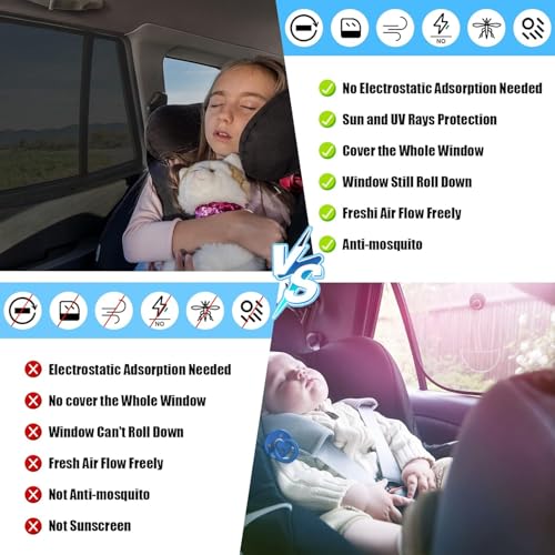 Sonnenschutz Auto Baby, 2 Stück Universal Elastizitä Sonnenblende Auto Netz für Seitenfenster, Sonnenschutz Auto Kinder mit UV Schutz & Hitzeschutz, Privatsphäre Für Kinder Haustiere, Fit 98% Autos