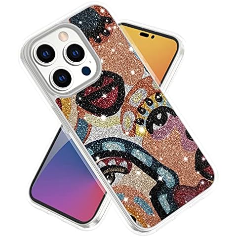 PandaGlass for iPhone 14 Pro Glitter Case,Sparkle Clear & Shockproof Protective Slim Phone Cover, Print Pattern Shiny Case Designed for iPhone 14 Pro (6.1'') (for iPhone 14 pro) Cover