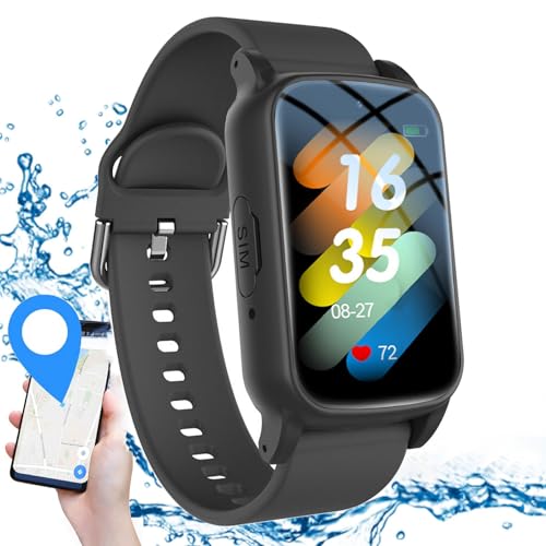 Weyot Reloj Inteligente con Detección Caídas para Personas Mayores, Reloj GPS Boton Llamada Emergencia, Reloj Emergencia Ancianos, Reloj Localizador Personas Mayores GPS,Black