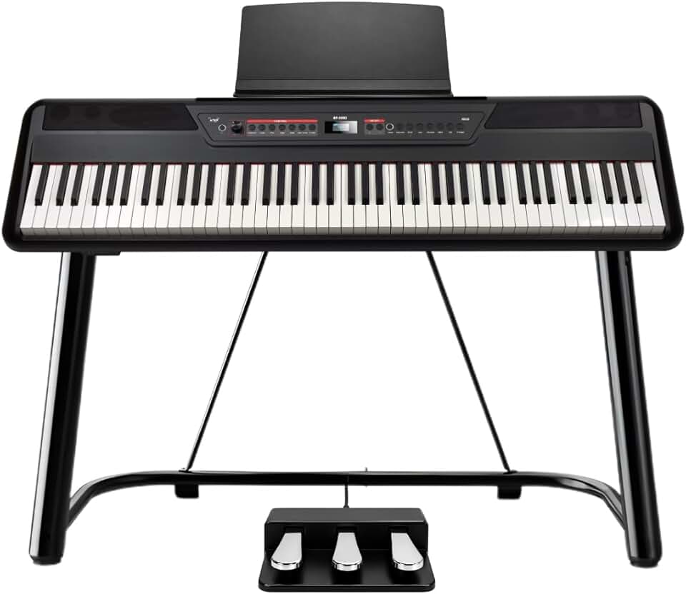 Kit Piano Digital Bravo Music Bp9900 88 Teclas Semi Pesadas Completo Com Pedal Sustain Triplo Suporte 127/220v (Preto)