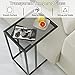 C Table Glass End Table, Couch Side Table, Tempered Glass Snack Side Table with Metal Frame, TV Tray Table for Small Space, Sofa Couch Side Tableand Bed Side Table(Black)