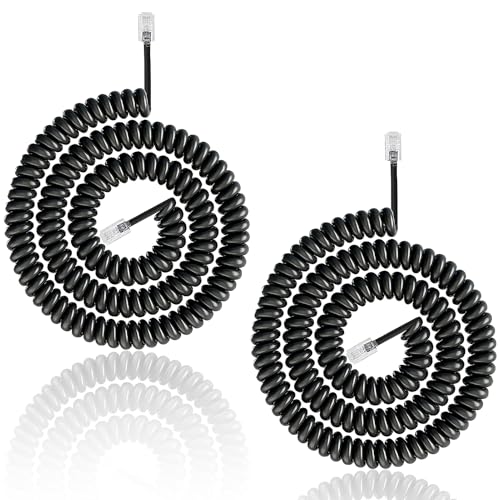 Toaluea 2 St&uuml;ck Telefonh&ouml;rerkabel RJ9 RJ10 RJ22 4P4C, 3 Meter Telefonh&ouml;rer Spiralkabel, Telefonkabel Verl&auml;ngerung Gefederter, Telefon Kabel Flexible, Gewickelt Ersatzkabel f&uuml;r Festnetzanschl&uuml;sse