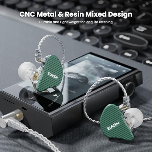 Image of BASN Mix-PD in Ear Monitor,Planar Driver+Dynamic Driver 2-Pin Cable,Green | Two Mixed Drivers IEM with CNC Crafted Metal Cover, Wired Detachable 0.78mm 2-Pin Silver Plated OFC Cable for Musicians
