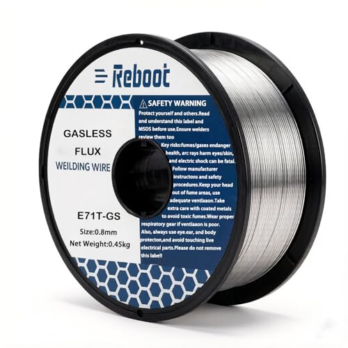 Reboot Hilo Tubular Sin Gas 0,8 mm E71T-GS – Flux Autoprotegido para MIG/MAG, Bajas Salpicaduras, Todas Posiciones & Exterior, 0,45 kg