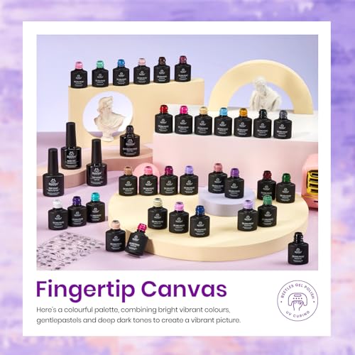 Image of Beetles Gel Nail Polish Set - 32 Colors Brown Green Orange Red White Blue Purple Nude Black Pink Gel Polish, UV LED Soak Off Nail Kit with Base and Top Coat All Season Gift for Women