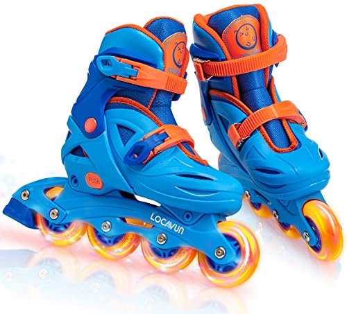 LOCAVUN Adjustable Light up Inline Skates for Kids, Better Protection Hard Shell Fitness Skates for Girls and Boys (Candy, Small - (US 9C-12C))