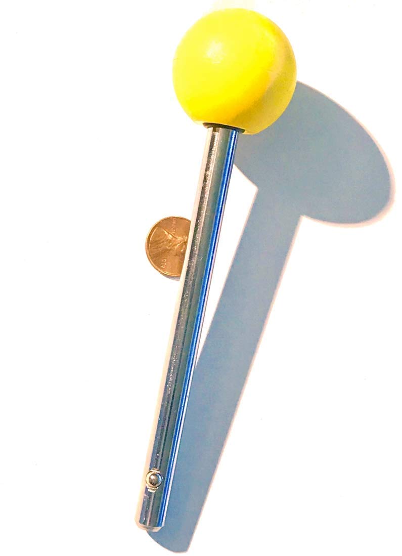 Pin, Tensile - 3/8" Dia, 4-1/4" Locing Space w/ Yellow 1-7/16" Jumbo Round Knob- Universal Weight Stack SELECTOR Key - 3/8" Diameter Detent Hitch Locking.