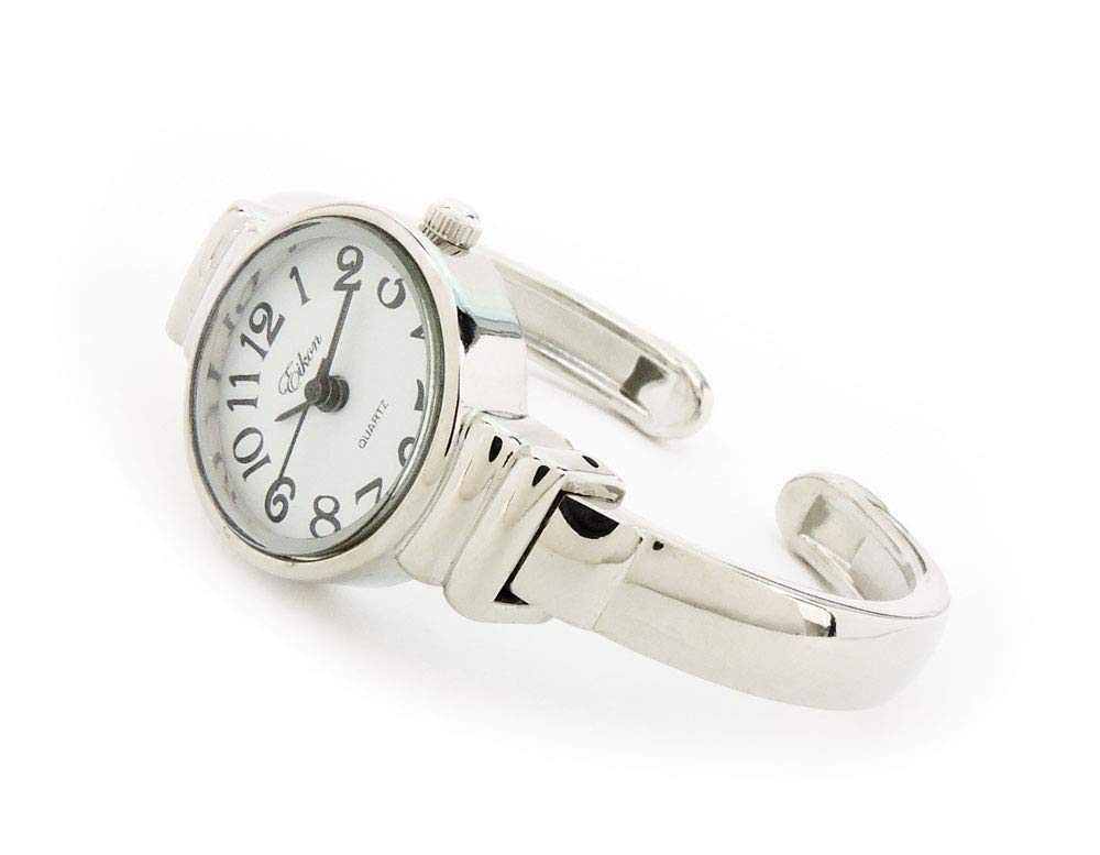 Silver Metal Band Petite Size Women's Bangle Cuff Watch