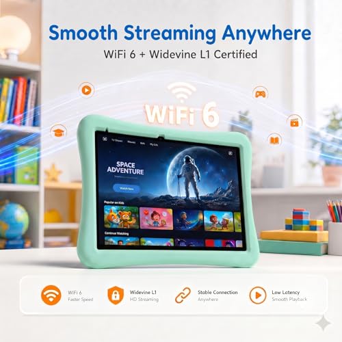 Image of Kids Tablet 10 Inch Android Tablet for Kids Comes with a Shock-Resistant Protective Case, 8GB RAM 32GB ROM Tablets Supports 1TB MicroSD, 6000mAh Battery Dual Cameras 5G Wifi6 Android Tablets with Case