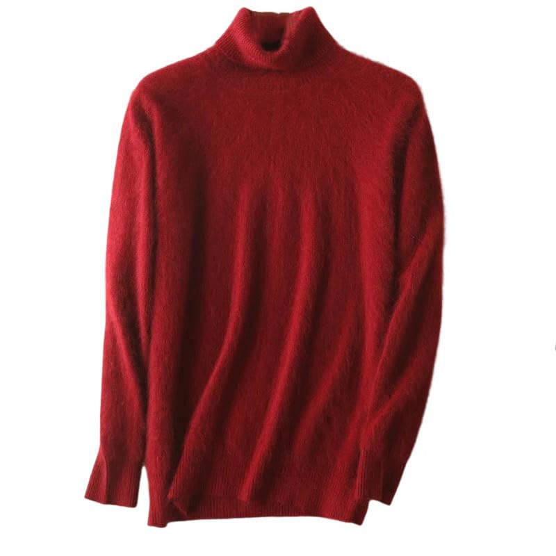 Men's Mink Cashmere Knitted Sweater High Neck Casual Pullover Warm Solid Color Top