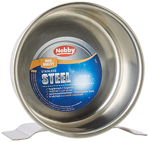 Nobby Edelstahlnapf mit Befestigung, Platte, 10,0 cm 0,25 ltr, 1 Stück