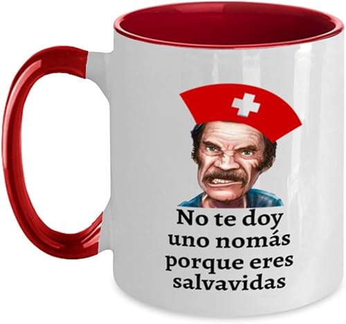 Regalo para salvavidas taza de cafe 2 colores roja y blanco no te doy una nomas