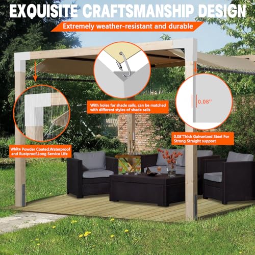 Image of Pergola DIY Bracket Kits,2-Way L Shaped Corner Brackets for 4 inchx4 inch(Actual:3.5 inchx3.5 inch) Indoor Wood Beam,White Metal Gazebo Brackets for Outdoor Pergola,Proch,Log Cabin W /Hardware(4Pack)
