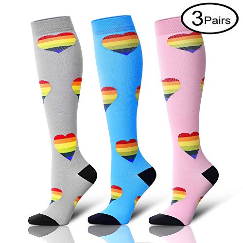 3 Pairs Compression Socks for Women and Men - Best Nursing, Running, Athletic, Diabetic, Travel, Pregnancy - 15-20mmHg (3 Pairs Assorted 3, Large/X-Large)
