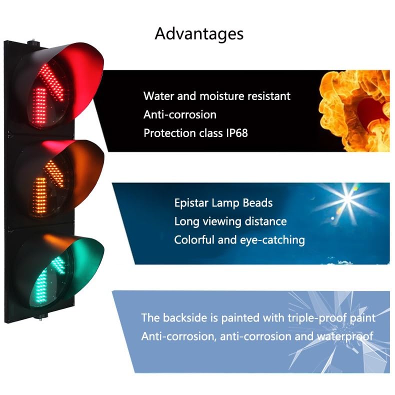 Feu de signalisation TR 12V 24V avec indicateur flèche rouge verte LED