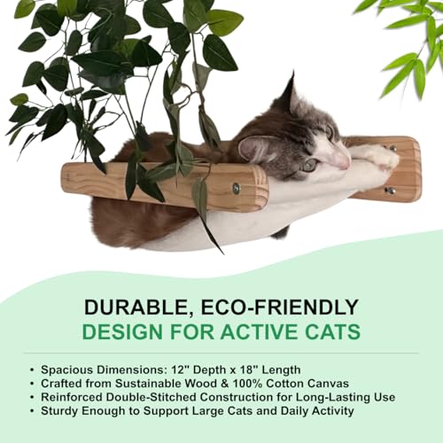 Rede para gatos montada na parede com 2 degraus – Prateleiras de madeira para gatos que economizam e