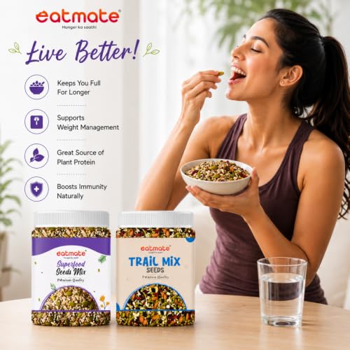Image of Eatmate Premium Trail Mix & Seed Mix Combo Pack 2 Kg | Pack of 2 (1Kg Each) | Ready-to-Eat Blend of Nuts, Dry Fruits & Seeds | High Protein & Fiber | Healthy Breakfast & Daily Snacking