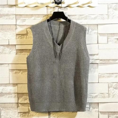 Men V Neck Knit Sweater Sleeveless Solid Color Waistcoat Classic Pullover Casual Layering2