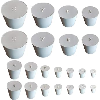 22 x Solid Rubber Stoppers - A Selection of Size #000 to #8 Plugs for Sealing Balloon Bottles Water Tanks etc 2 of each size