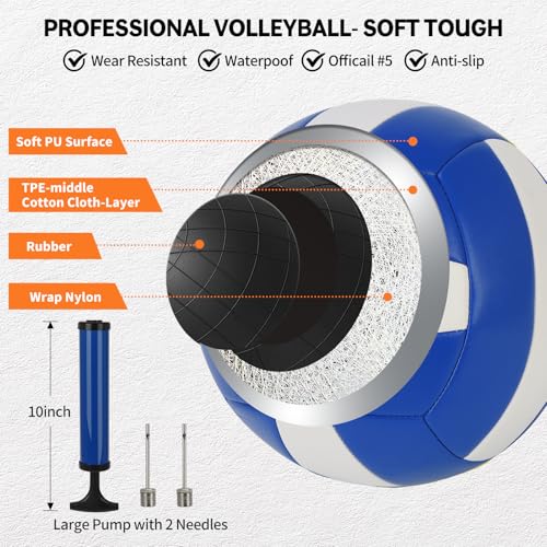 image for Olybeaka Outdoor Professional Volleyball Net Set for Backyard Beach wi