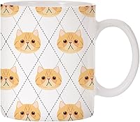 Vista 7 de Adorable taza de café de cerámica con diseño de raza de gato con diseño de rombos de 11 oz (Tuxedo)
