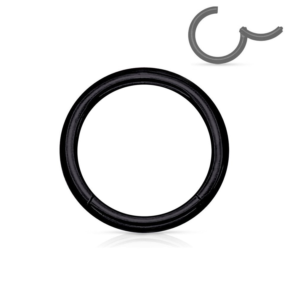 Forbidden Body Jewelry 316L Surgical Steel Hinged Seamless Nose Rings Hoop 14G 16G 18G, Diameter 6mm 8mm 10mm 12mm, Gold/Rose Gold/Silver/Black/