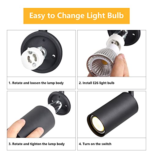 Image of KCO Lighting LED Track Lighting Heads Matte Black Ceiling Mount Spotlight Adjustable Tilt Angle Track Lighting Fixture