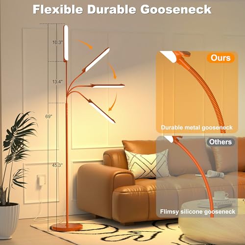 Image of Yikuneng Dimmable LED Floor Lamp, Super Bright Reading Lamps Floor Standing lamp with Remote & Touch Control, Orange
