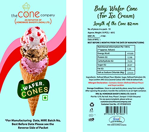 Image of THE CONE COMPANY-ICE CREAM CONES- PACK OF 50 PCS WAFER CONES (SMALL AND MEDIUM)