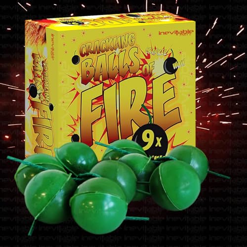 Inevitable Party 9 Crackling Balls of Fire - Novelty Outdoor Fireworks for Parties Bonfire Night Halloween (1 Box)