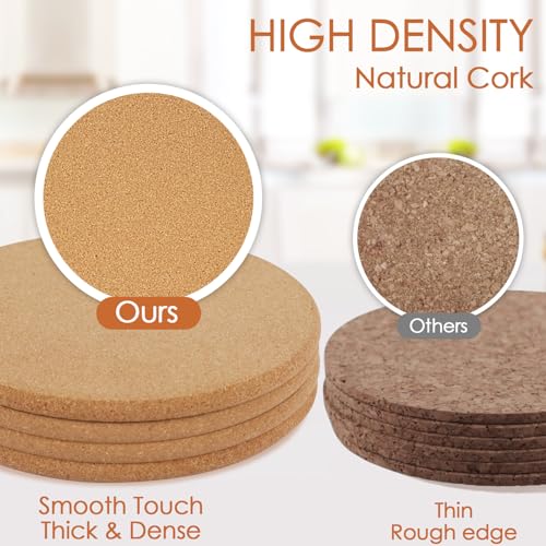 Image of Cork Hot Pads for Kitchen,4 Pack High Density Thick CorkTrivets for Hot Dishes 8 inch Heat Resistant Large Cork-Coasters Placemats for Table, Kitchen, Countertops