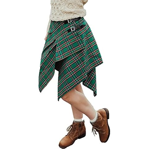 The Celtic Ranch Tartan Skirt, Women's Plaid Skirt with Pockets, Ladies' Scottish Skirts, Kelly Green, XX-Large Cover