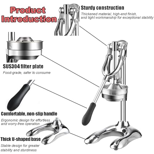 Estrattore manuale per succhi in acciaio inox, spremiagrumi a mano con struttura triangolare e trave trasversale, facile da pulire, per uso domestico e commerciale