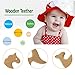 Hombae Wooden Teether Rings Natural Wood Teething Toys for Infant, Wooden Teether Animals for Toddler (Unicorn, Elephant, Whale, Kangaroo, 4Pack)