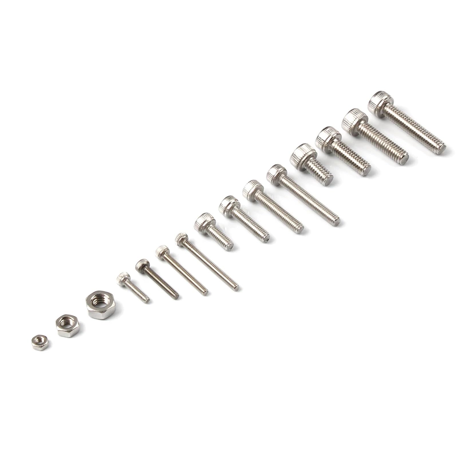 Kit Surtido de 480 Tornillos y Tuercas de Cabeza Hueca Hexagonal de Acero Inoxidable 304 M2 M3 M4