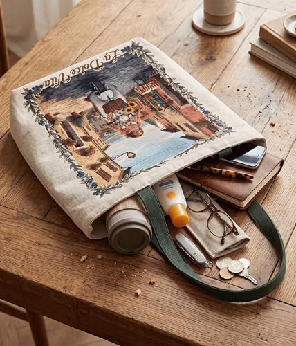 Image of Cotton Tote Bag for Women | Tote Bag with Zipper | Canvas College bag for Girls | Korean Sling Bag | Stylish Travel Sling & Handbag for Daily Use