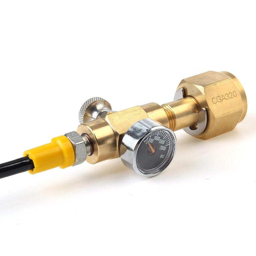 Kit tubo adattatore cilindro CGA320 con tubo microbore ad alta pressione DN3 da 2 m 6 mm compatibile con SodaStream per ricarica esterna del serbatoio di CO2, rame alluminio, come mostrato