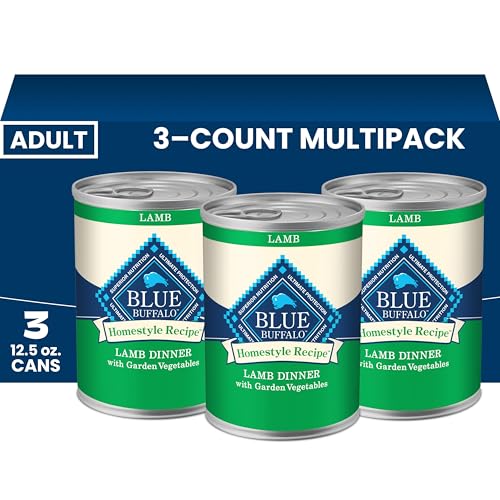 Blue Buffalo Homestyle Recipe Lamb Dinner with Garden Vegetables Natural Wet Dog Food for Adult Dogs Pat with Natural Ingredients Vitamins & Minerals 12.5-oz. Can (3 Count)