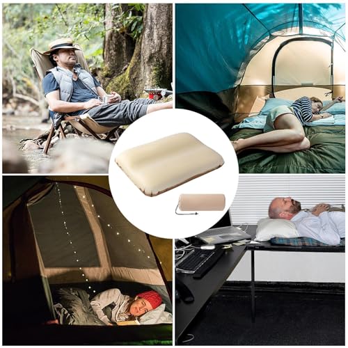Generisch Coussin de camping gonflable - Soutien en mousse - Avec sac de rangement - Coussin de voyage gonflable pour avion - Pour le cou, le sommeil lombaire et la randonnée - Pour la maison, le – Image 5