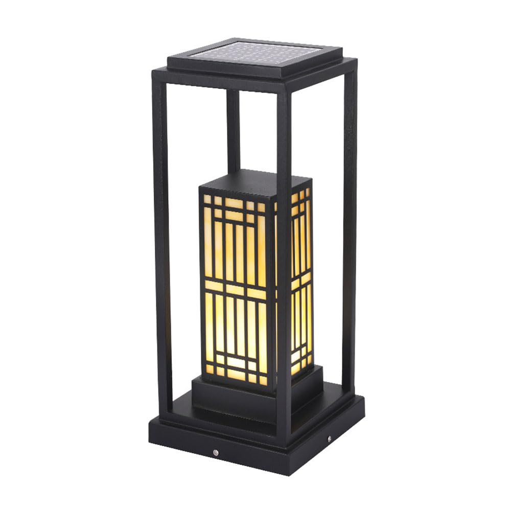 Minimalist Pillar Lamp Fixture Modern Exterior Pillar Pole Lantern Waterproof Pole Outdoor Solar LED Column Lamp for Lawn