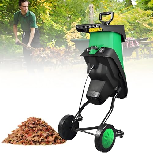 AityBuy 1.57-Inch Electric Mulcher Chipper Shredder with 13 Gallon Collection Bag for Easy Cleanup,Leaf Shredder Mulcher Electric,Wood Chipper,Garden Branch Chipper