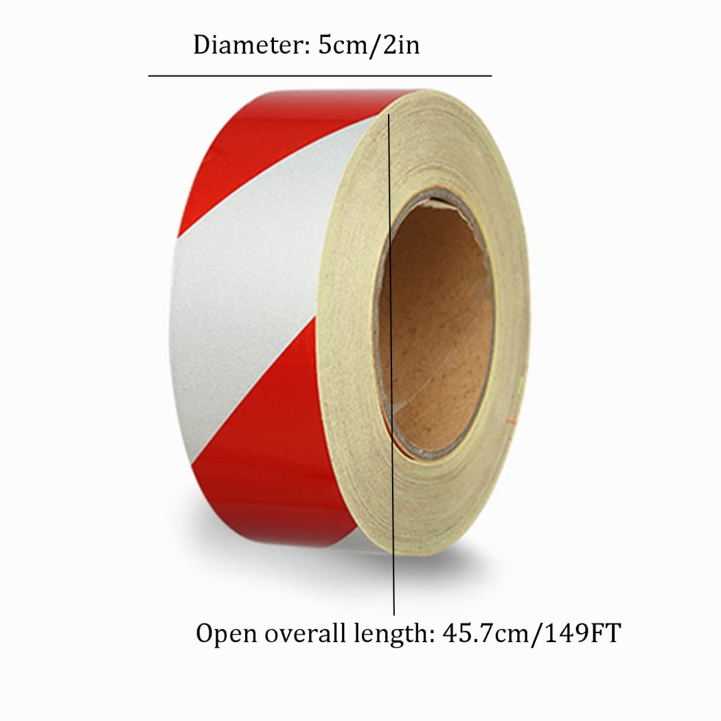 QWEQWE Cinta De Advertencia De Peligro - 45,7 M X 5 Cm - Cinta De Barrera De Señalización Adhesiva Pet, Rollo De Cintas De Seguridad - Señalización De Carril,Rojo