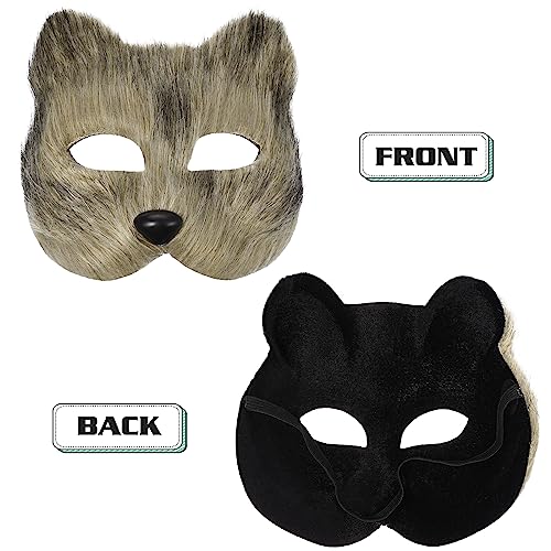 Holibanna Masquerade Fox Masks Japanese Fox Cat Masks Dress Up Party Atificial Cosplay for Halloween Carnival Masquerade Accessory (Grey) - Image 4