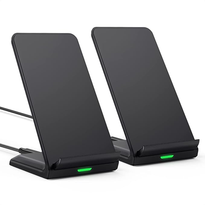 2Pack Cargador Inalámbrico Rápido,15W Certificación Qi Wireless Charger Indicador Adaptativo Inteligente Estación Stand para iPhone 16 15 14 13 12 11 Pro MAX Samsung Galaxy Google Xiaomi etc