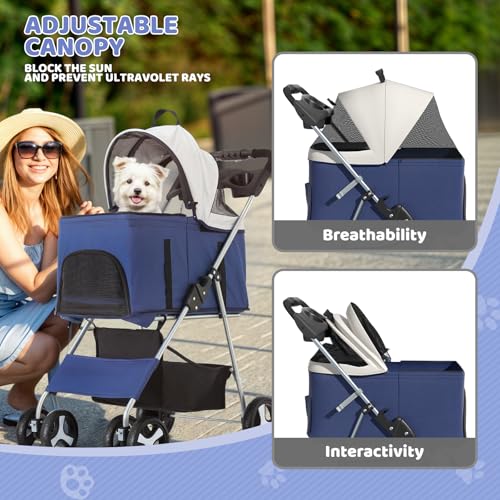 Image of Magshion 3-in-1 Foldable Pet Stroller for Small to Medium Dogs and Cats