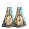 Exnundod Old Compass Kitchen Hand Towel Home Decorative World Map Hanging Towels 2PCS Super Soft Absorbent Hang… 51W8VnGiICL. SS100