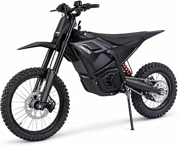 CEMOTO Electric Dirt Bike for Teens Adults - 3000W 40 Mph Motor,53 Miles Range 48V 23AH Battery,14"/12" Tires Dual Disc Braking & Full Suspension Electric Motorcycle #03 D03-Black