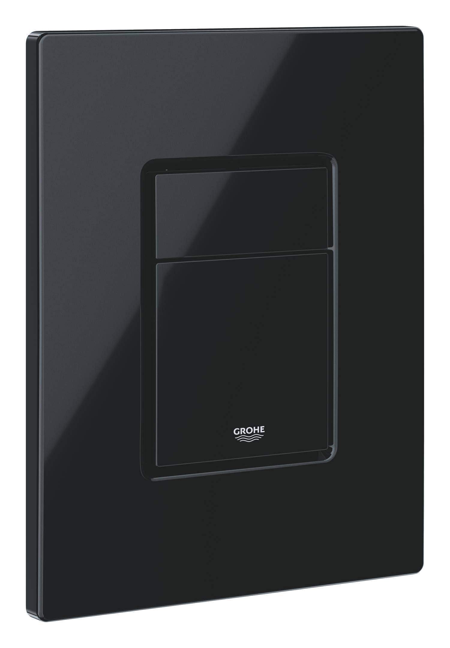 GROHE Even Plaque de Commande, Double Touche Interrompable, Economie d'Eau, Montage Horizontal ou Vertical, ABS, Glossy Black, 38966Kv0